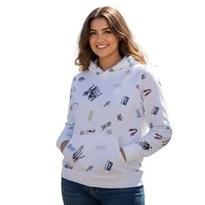 Marvel Disney Women’s Hooded Lightweight Shirt White Pockets Size: Small